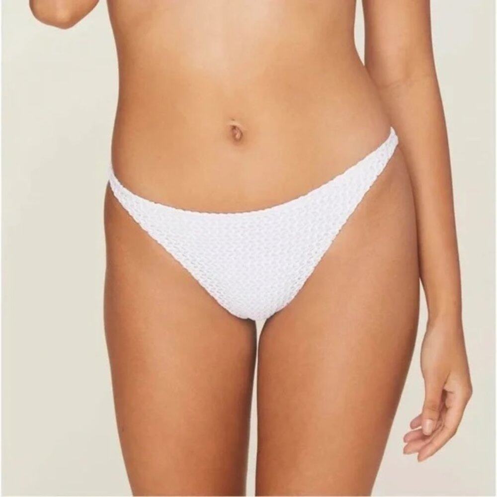 Andie X Demi Moore The Tropez Bikini Bottom In White Crochet Size Medium‎